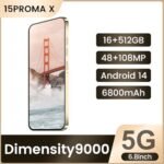 هاتف Nawfait 15 ProMa x، هاتف غير مقفل بسعة 16+512 جيجابايت، نظام أندرويد 13.0، كاميرا بتقريب 48+108 ميجابكسل، هاتف مزود بقلم مدمج، بطارية طويلة العمر بسعة 6800 مللي أمبير، شريحتان، شاشة HD مقاس 6.7 بوصة، 5G/4G (ذهبي) - الصورة 2