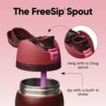 Owala FreeSip Insulated Stainless Steel Water Bottle with Straw, BPA-Free Sports Water Bottle, Great for Travel, 32 Oz, Black Cherry - Image 6