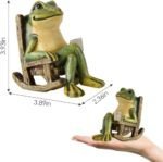 Miniature Frog Garden Statue Gifts Valentines Day Decorations Fairy Garden Accessories Outdoor Lights Solar Garden Frog Decor Art Housewarming Gift for Patio,Yard,Lawn Ornament,3.89"x2.36"x3.93 - Image 2