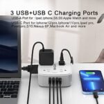 6 Ft Surge Protector Power Strip - 8 Widely Outlets with 4 USB Ports, 3 Side Outlet Extender with 6 Feet Extension Cord, Flat Plug, Wall Mount, Desk USB Charging Station, ETL,White - Image 3