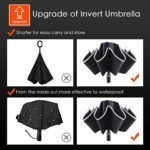 Bodyguard Inverted Umbrella - Large Windproof for Rain &amp; Sun, Compact Reverse With Reflective Stripe, Teflon-Coated for Women Men, Travel Folding With Cover Bag - Image 2