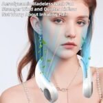 Portable Neck Fan,Hands Free Personal Wearable Bladeless Fan,6000mAh USB Rechargeable,360° Cooling,LED Display,4-Speeds,Birthday Gifts for Men Women Dad Mom,Valentines Day Gifts for Her Him (White) - Image 5