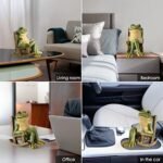 Miniature Frog Garden Statue Gifts Valentines Day Decorations Fairy Garden Accessories Outdoor Lights Solar Garden Frog Decor Art Housewarming Gift for Patio,Yard,Lawn Ornament,3.89"x2.36"x3.93 - Image 6