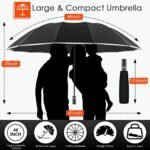 Bodyguard Inverted Umbrella - Large Windproof for Rain &amp; Sun, Compact Reverse With Reflective Stripe, Teflon-Coated for Women Men, Travel Folding With Cover Bag - Image 6