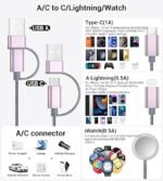 Temdan for Travel Essentials,3 in 2 USB C Cable for Apple Watch Charger/iPhone 17 Charger/Lightning,Multi Charging Cable Cord,Vacation Camping Essentials,Portable Designed for iWatch &iPhone 16-12-4FT - Image 3