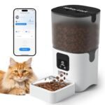مغذي القطط الأوتوماتيكي الذكي PAPIFEED: مغذي حيوانات أليفة مزود بخدمة WiFi مع تحكم عبر التطبيق للتغذية عن بُعد، قابل للفك لسهولة التنظيف، وعاء من الفولاذ المقاوم للصدأ، 1-10 وجبات يوميًا للكلاب (6 لتر/25 كوب)