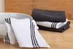 Sticky Toffee Cotton Dishcloths Set of 8 – Gray and White Kitchen Towels 12x12 in, Reusable and Absorbent Tea Towels for Cleaning or Drying, Oeko-Tex Cotton - Image 3