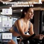 Wireless Earbuds Bluetooth 5.3 Headphones Sports, 48H Over Ear Buds with ENC Mic, Stereo Deep Bass Bluetooth Earbuds with Secure Earhooks, LED Display, IPX7 Waterproof Earphone for Running/Gym Purple Visit the Csasan Store - Image 7