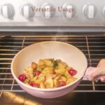 مجموعة أواني الطهي السيراميكية المقاومة للالتصاق من Astercook، 21 قطعة، بمقابض قابلة للفصل، مجموعة طهي لمطبخ المركبات الترفيهية، آمنة للاستخدام في الفرن، مناسبة للمواقد الحثية، قابلة للتكديس، باللون الوردي - الصورة 3