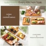 Astercook Deep-Carbonized Bamboo Cutting Boards for Kitchen with Wood Storage Stand, Reversible Charcuterie & Chopping Boards with Juice Grooves and Easy-Grip Handles, Knife-Friendly, Kitchen Gift - Image 4
