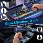 KMM Handheld Car Vacuum Cleaner, 9000Pa Vacuum Cleaner and Air Duster, 120W High Power Hand Held Vacuum with LED Light and Multi-Nozzles for Car, Home, Office, Pet - Image 4