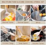 Umite Chef Kitchen Cooking Utensils Set, 33 pcs Non-Stick Silicone Cooking Kitchen Utensils Spatula Set with Holder, Wooden Handle Silicone Kitchen Gadgets Utensil Set (Khaki) - Image 5