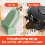 صانعة الوافل "بيلا" من طراز Flip-n-Store المزودة بطبقة سيراميك مقاومة للالتصاق EverGood™، وأدوات مطبخ Fits-anywhere™، ومصباح مؤشر التشغيل، ومقبض مقاوم للحرارة مع مرفق لتخزين السلك، وألواح بعرض 7 بوصات وعمق 1 بوصة، وقوة 1000 واط، لون زجاج البحر - الصورة 6